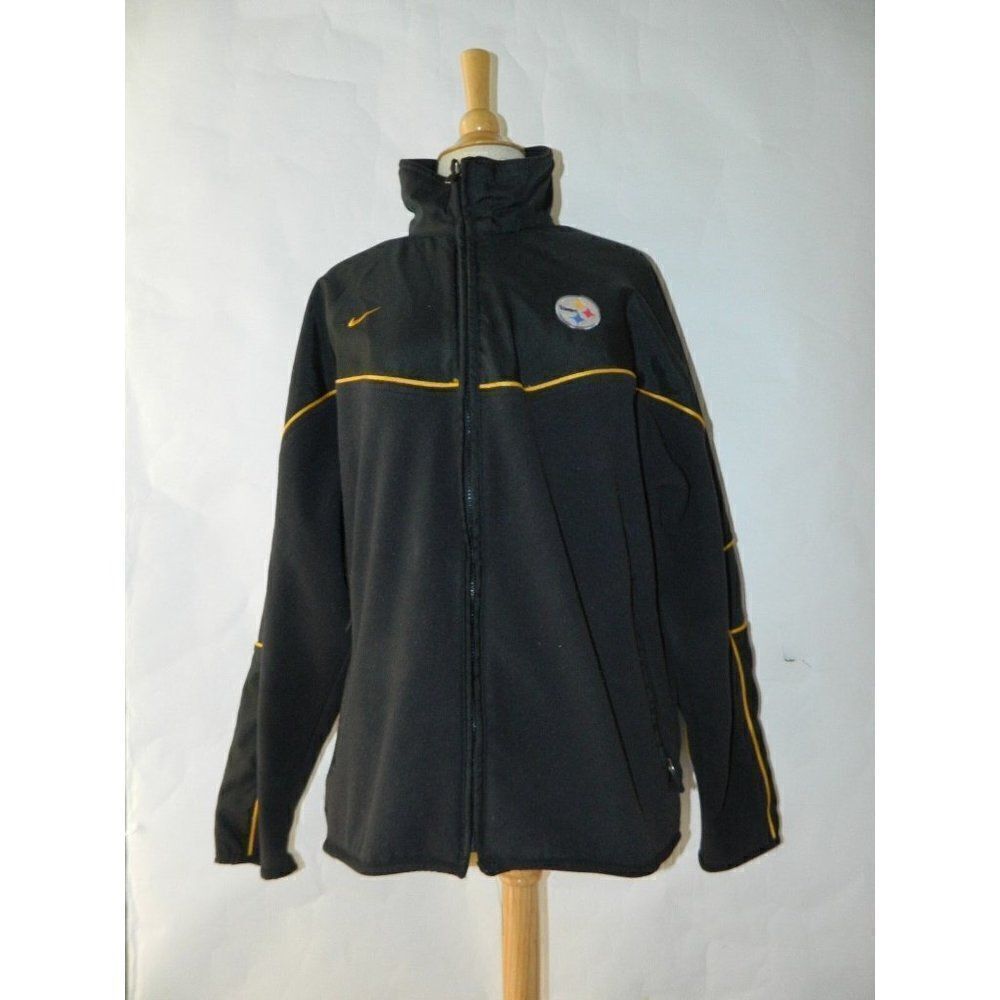 Nike NFL Pittsburgh Steelers Jacket Black‎ Full Zip Soft Shell Lined Coat Medium
